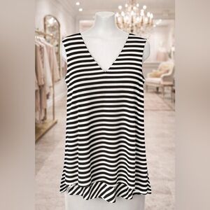 Calvin Klein Black and White Striped Tank Top